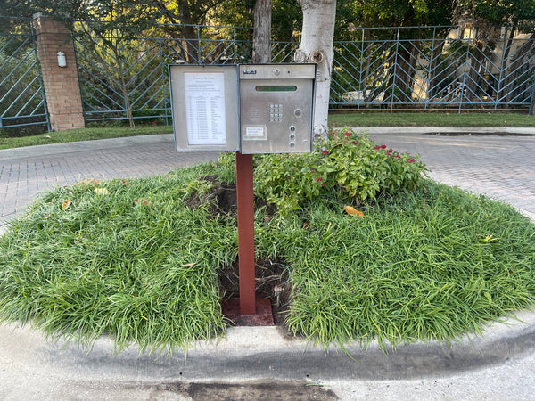 Commercial entry system post replacement in Dallas!