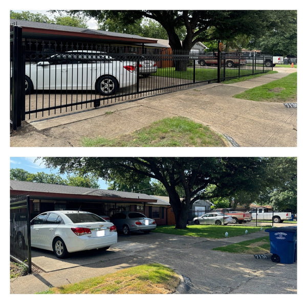 Designed iron sliding gate and fence installation in Dallas!