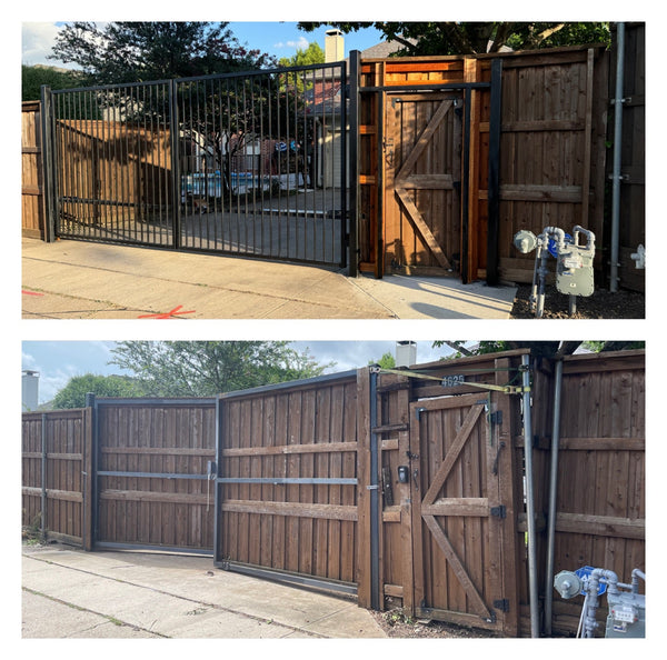 Dual swing gate installation in Plano - foundation repair