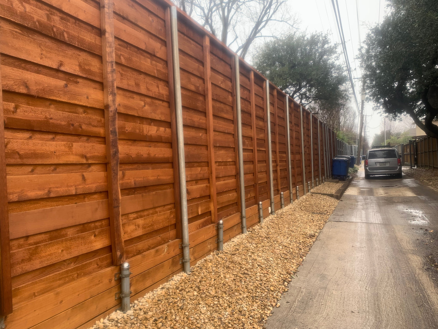 Horizontal wood fence